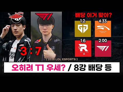 【월즈】 T1이 오히려 우세하다고?? / 8강 배당 공개 / T1 경기력 이유 / 젠지, 한화, KT 관전 포인트까지! - 롤 이스포츠
