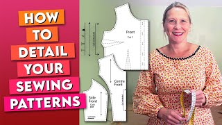 Sewing pattern symbols and details - how to finish your self drafted patterns