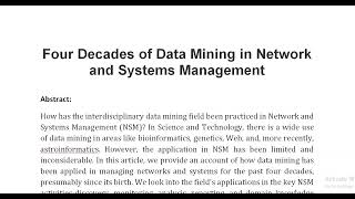 Four Decades of Data Mining in Network and Systems Management Profile
