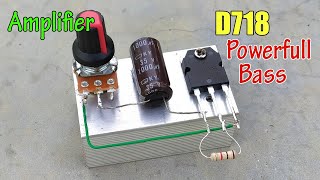 DIY Transistor D718 Amplifier Circuit 12V with Volume Control || Powefull Bass