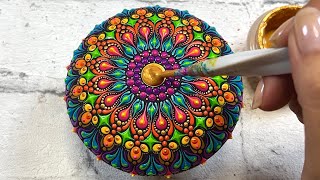 Dot Art Mandala Stone Painting | Satisfying Art Process | Dot Painting Video