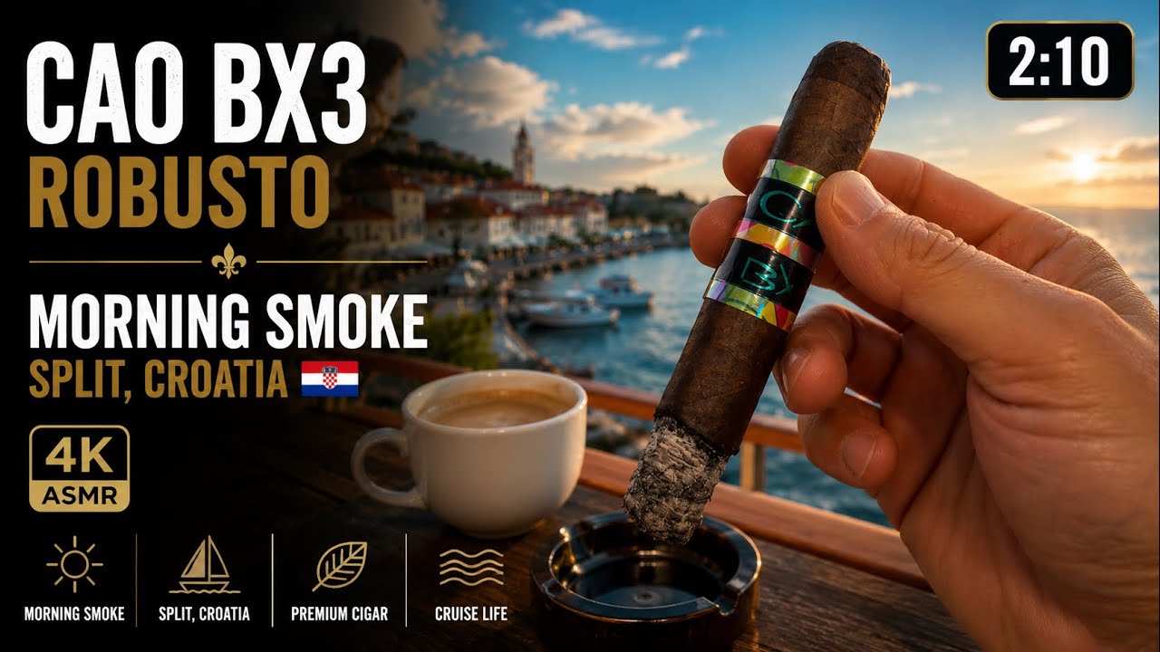 ASMR Morning Smoke in Split, Croatia | CAO BX3 Robusto (4K)
