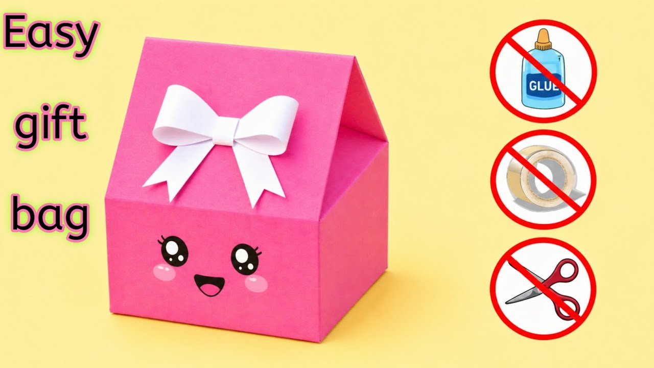 Origami paper box|How to make paper bag without glue|No glue paper ...