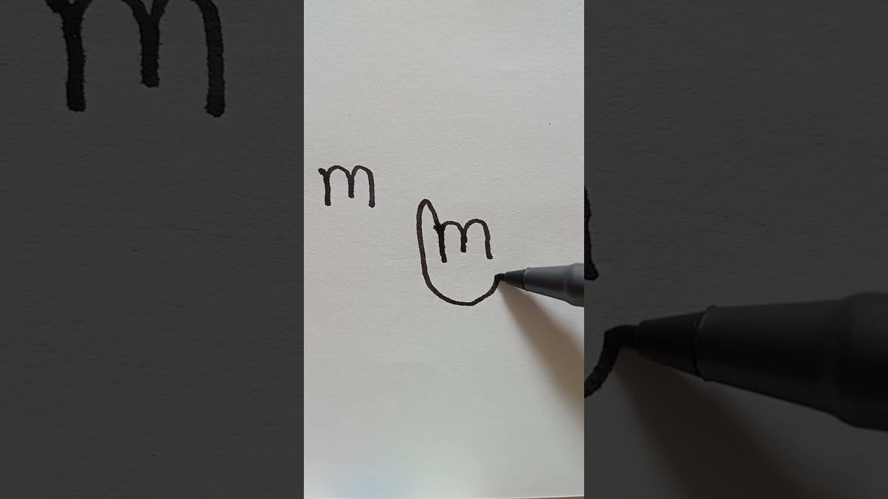 draw hand using letter m