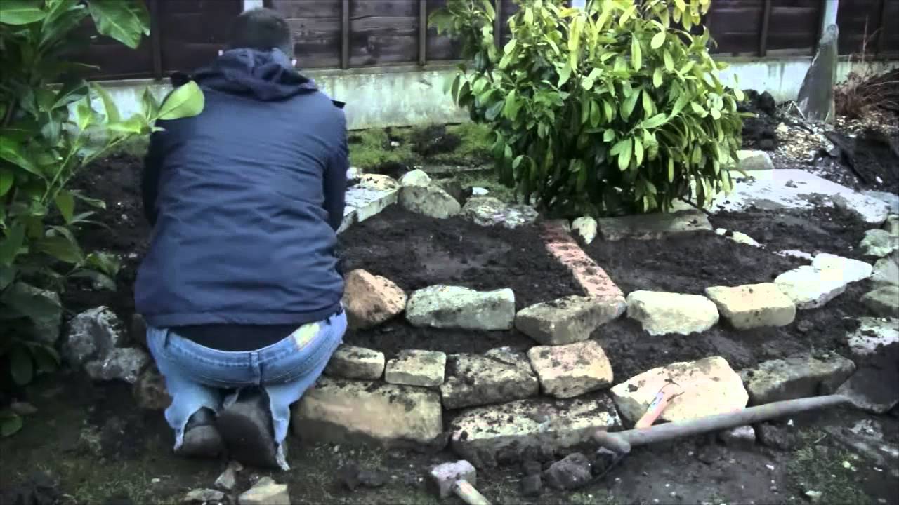 Time Lapse Making Of A Garden Pond And Waterfall - 