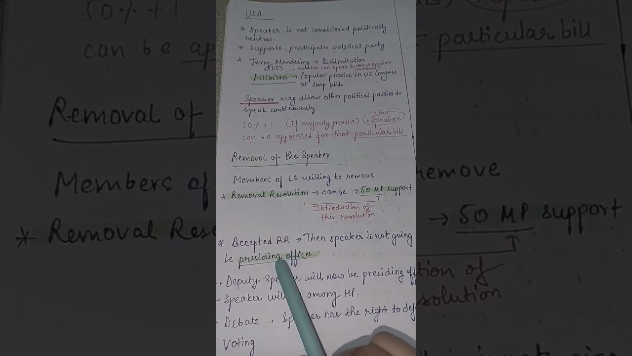 Removal of Speaker| Polity Notes UPSC CSE 