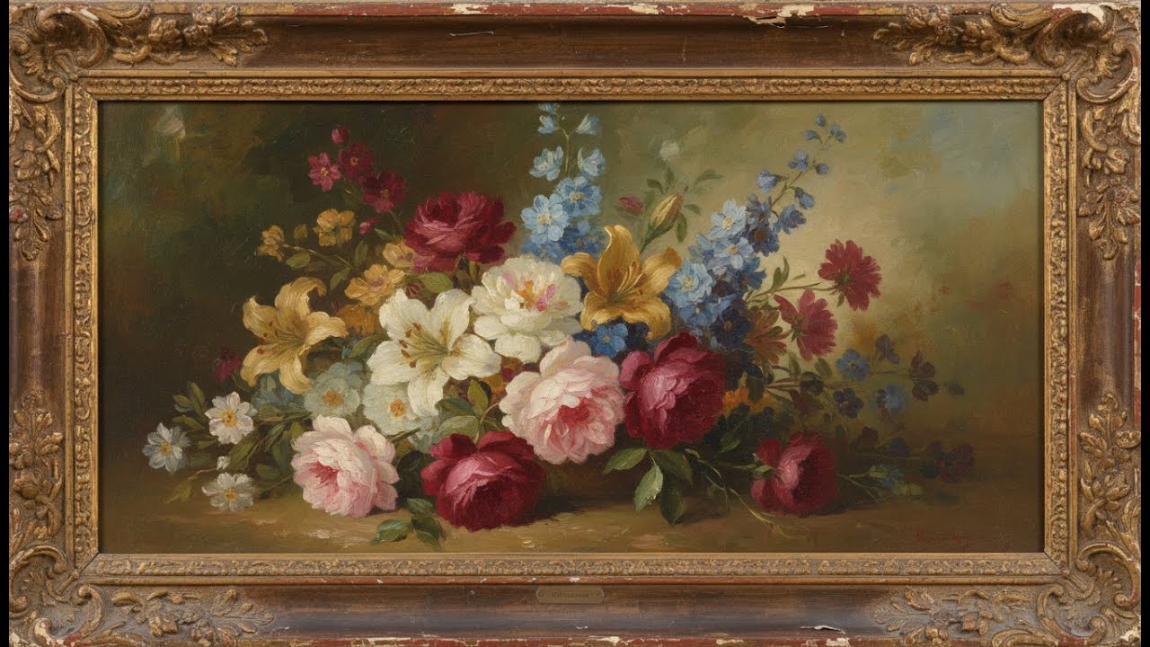 Classic Floral Oil Painting 🌸 Art for TV Screensaver | Luxury Wall Decor