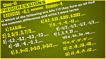 progressions |progressions class10|progressions class10 exercise-6.1,4th roman#progressions