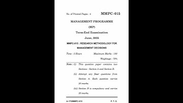 MMPC-015 June 2025 | IGNOU Previous Year Question Paper