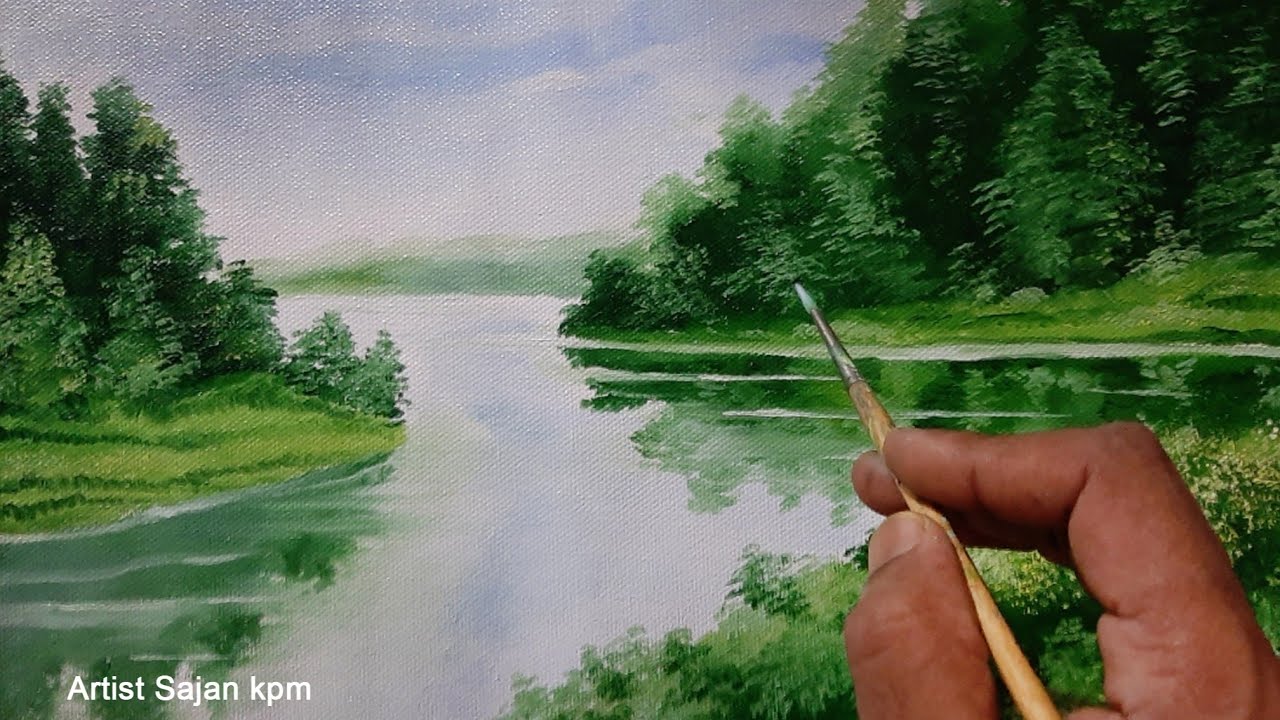 Painting a landscape in oil/ time lapse.. - YouTube