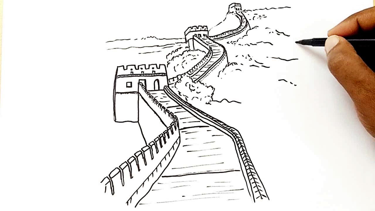 How To Draw The Great Wall Of China Youtube