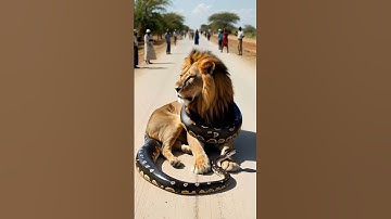 Python attacked lion on road 😱😱 #python #snake #lion #wildlife #shorts #ytshorts #ytviral