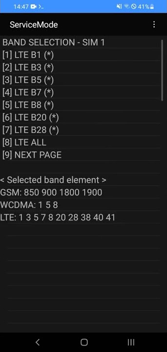 Pilih Pita LTE pada Samsung (misalnya pita 7)