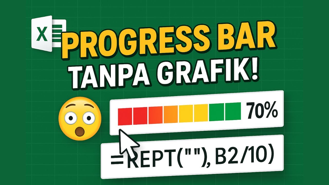 Cara Membuat Progress Bar Otomatis di Excel TANPA Grafik! (Cuma Pakai Rumus 🤯)