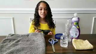 Making a bubble worm with soap, water, plastic bottle and a rag.