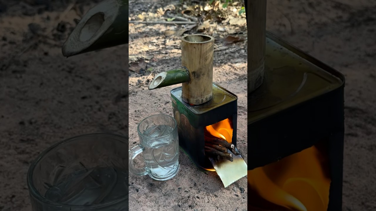 Survival Skills: Steam Distiller for Dirty Water in Bamboo Pipe 
