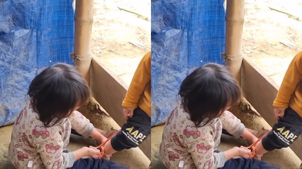 月月帶弟弟開飯啦！超下飯炒豆角配大碗米飯…最簡單的農村味最香