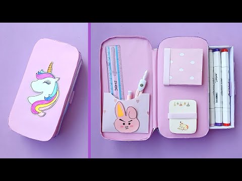 How to make a paper pencil box | DIY paper pencil box idea | Easy cardboard box tutorial / DIY