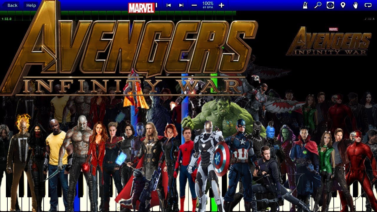 Avengers : INFINITY WAR Official Trailer Music REMIX (Piano Cover Tutorial) [Synthesia] sheet midi