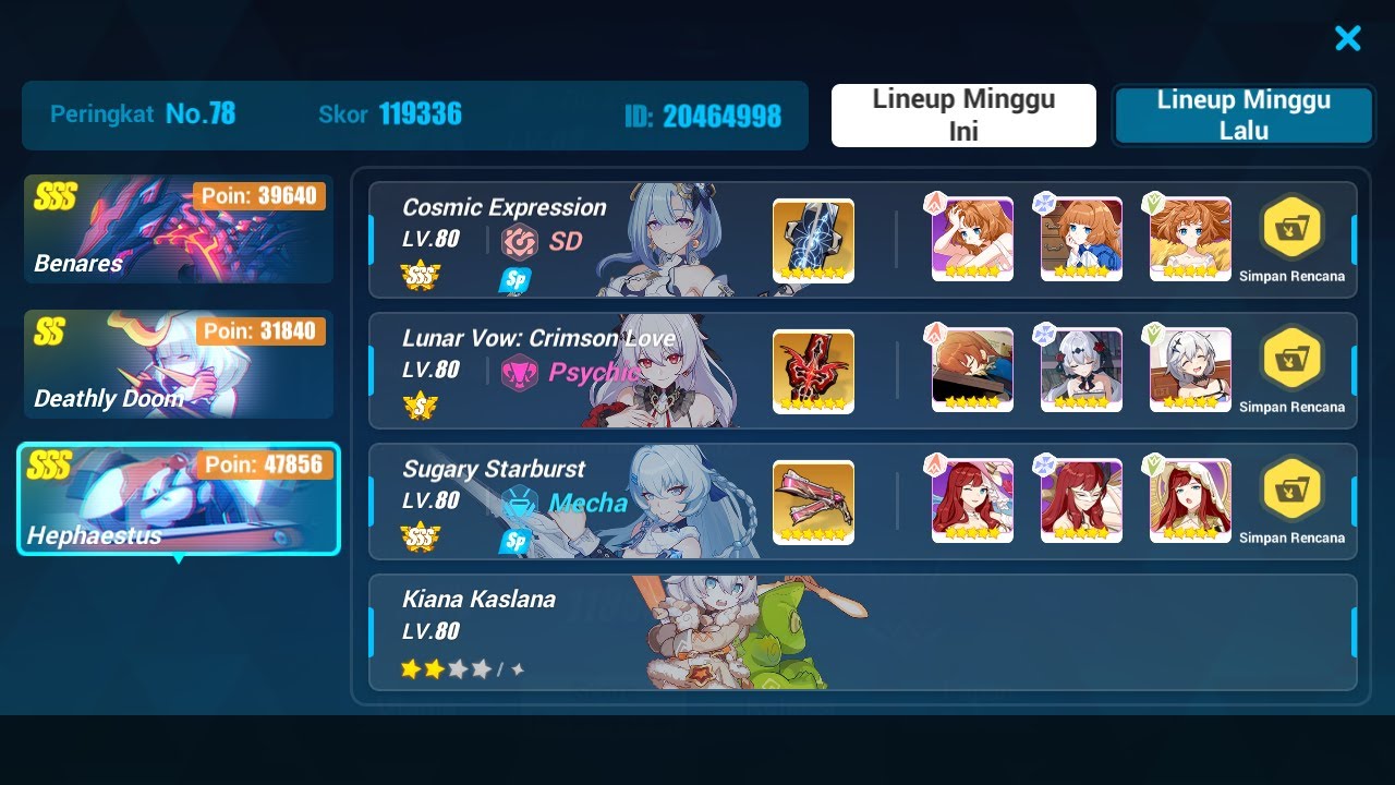 Ex-MA Hephaestus 47856 LV(s0) CE Kira(0/4) | 2* Kiana