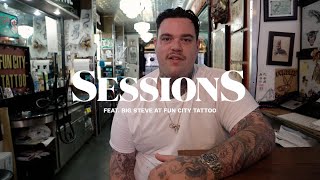 Big Steve at Fun City NYC Does a Fineline Cherub Chest Tattoo | Tattoodo | Sessions