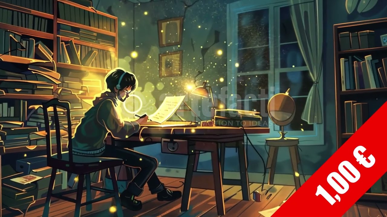 Magic Library Night — Cozy Reading (HD 1920x1080 Stock Video)