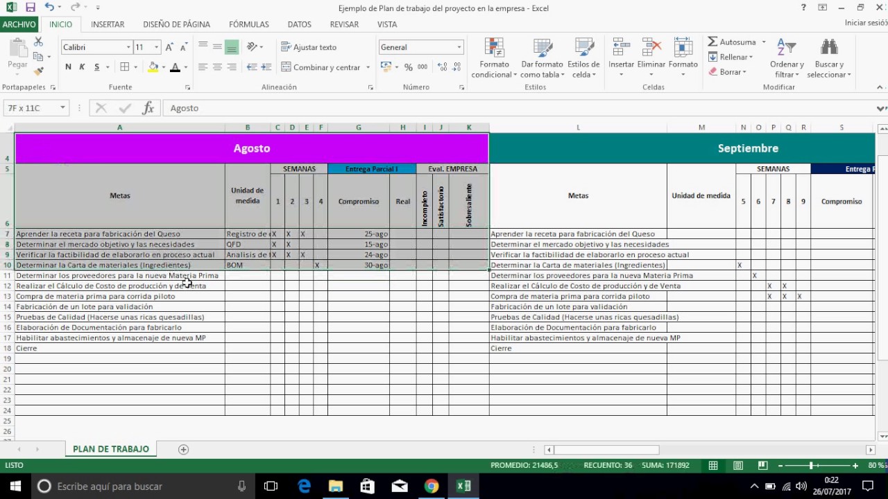 Plan de Trabajo excel 2a parte - YouTube