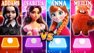 Wednesday Addams Vs Encanto Isabela Vs Frozen Anna Vs Turning Red Meilin - Tiles Hop! WHO WON?!