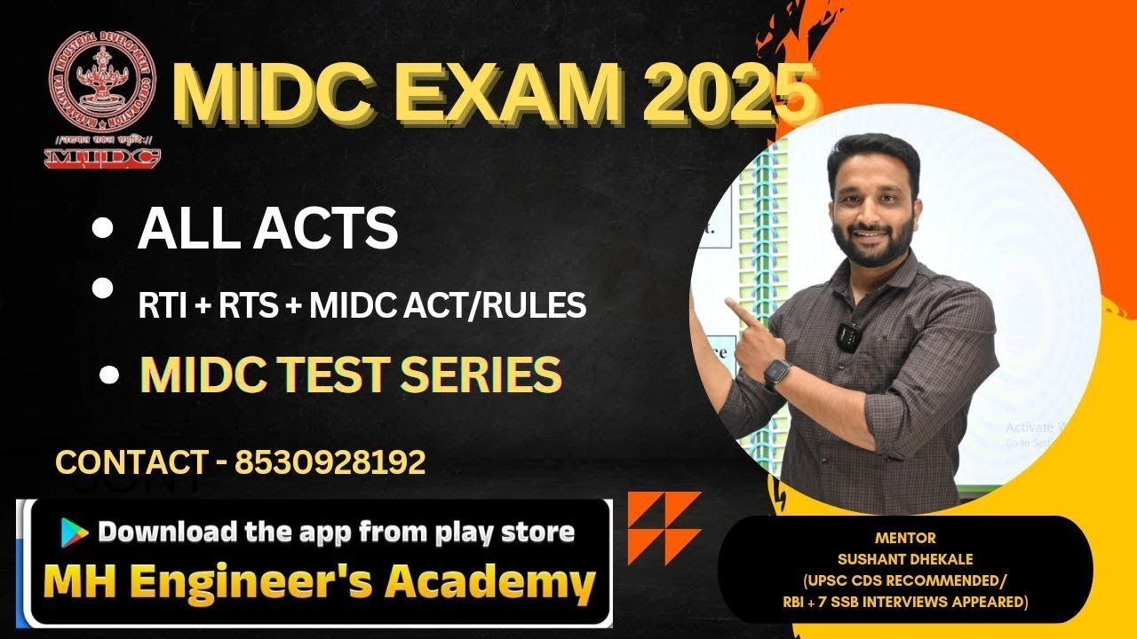 MIDC ACT, 1961 LECTURE 1 | MH ENGINEER'S ACADEMY