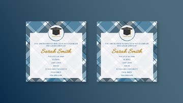 Free Invitation Card Design Make a Blue Graduation Ceremony Invitation Card using VP InfoART