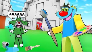 OGGY AND JACK PLAYING COLOR ALL BLOCK GAME IN ROBLOX! screenshot 2