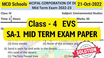 Class 4 EVS sa1 paper || Mid Term Exam || SA-1 Exam Paper with Solution