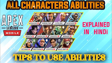 ALL CHACTERS ABILITIES  EXPLAINED IN HINDI 👍 | APEX LEGENDS MOBILE