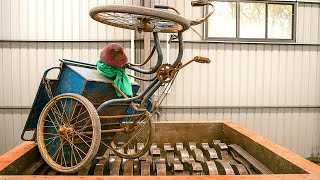 Giant Shredder Destroys Old Cargo Tricycle Extreme Metal Shredding Machine