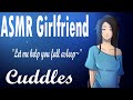 |ASMR| Girlfriend Helps You Fall Asleep💜|Cuddles| |Comfort| |Back Rubs| |Heart Beat|