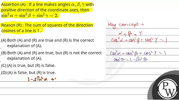 Assertion (A) : If a line makes angles \\(\\alpha, \\beta, \\gamma\\) with positive direction of....