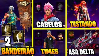 URGENTE! 2 BANDEIRÃO E 2 CABELO SOMBRA ROXA, CAMISAS DE TIME, NOVAS SKINS, NOVIDADES FREE FIRE