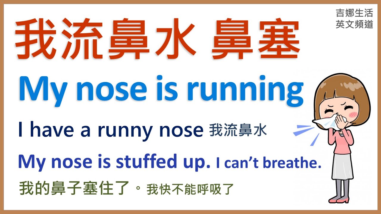 我流鼻水英文my Nose Is Running I Have A Runny Nose 我鼻塞my Nose Is Stuffy My Nose Is Stuffed Up Youtube