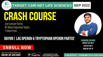 LAC OPERON & TRYPTOPHAN OPERON PART02 | 45 IMPORTANT TOPICS | CSIR-NET LIFE SCIENCES SEPT 2022