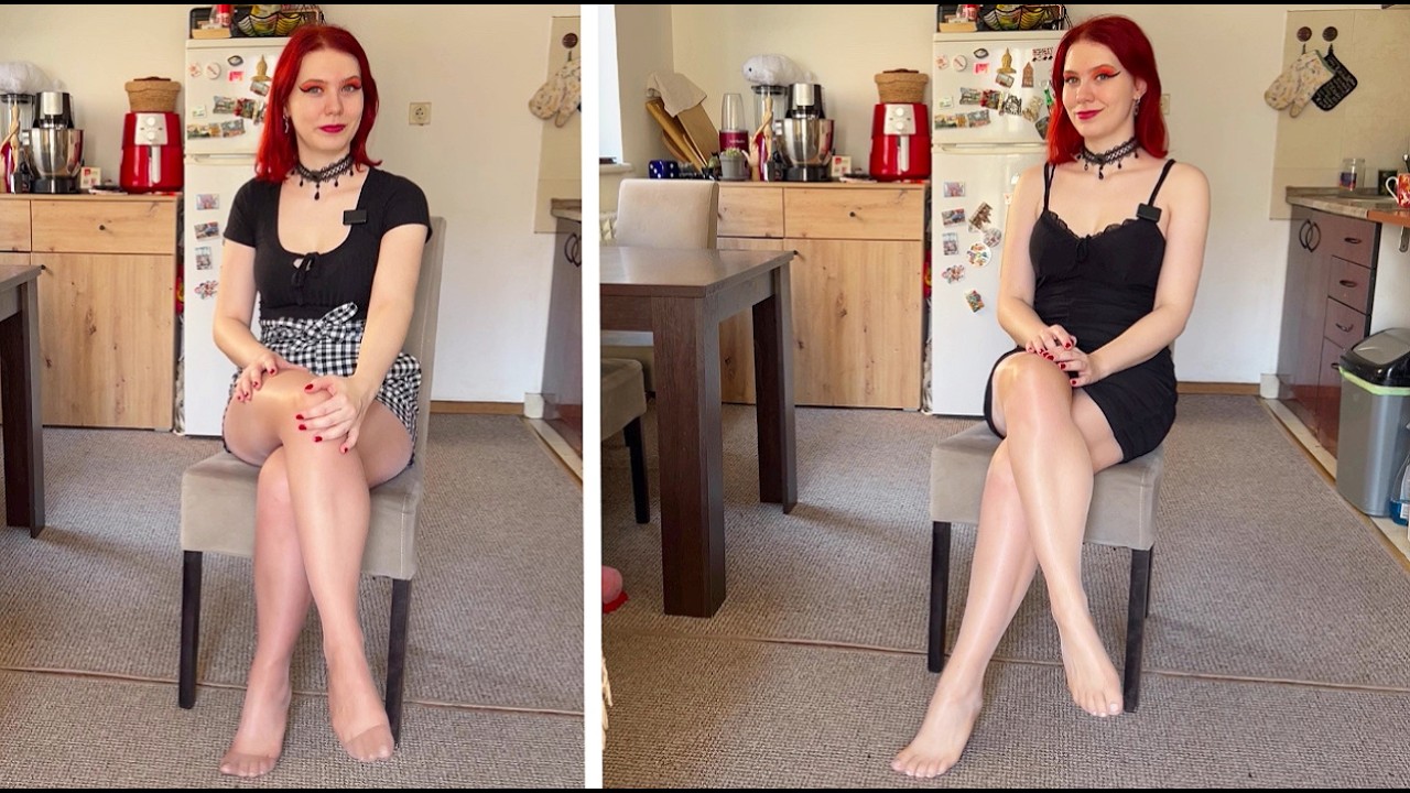 Примеряю колготки разных телесных оттенков с различными нарядами ❤️