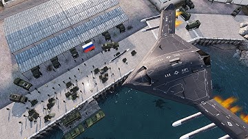 Russian weapons delivery was destroyed by unmanned stealth aircraft RQ-170 at port in crimea - ARMA3