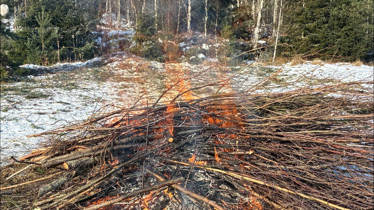 Mukavaa pakkaspäivän hommaa – oksien polttoa 