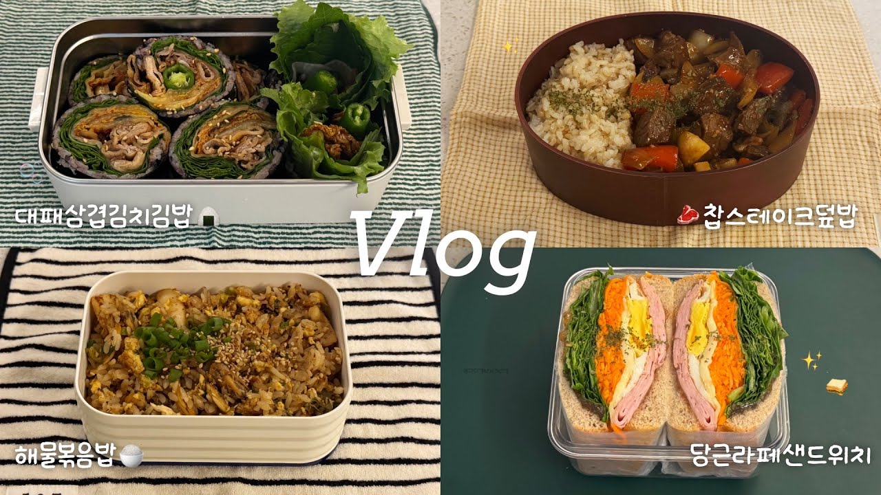 Vlog │ 돌아온 냉털주간🍱✨ 알뜰하게 채운 식비절약 일주일 직장인 점심 도시락 │  대패삼겹김치김밥, 찹스테이크덮밥, 당근라페샌드위치, 해물볶음밥