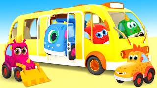 Весёлые песенки для детей - Новый мультик песенка с машинками Мокас - Колеса у автобуса