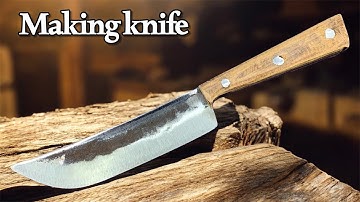 Making a Beautiful Handmade Knife with Wooden Handle | Knife Making from Scrap Metal