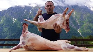 COOKING TWO LAMBS in CAUCASUS MOUNTAINS.