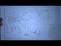 village scenery drawing easy oil pastel,gramin parivesh drawing,prakriti drawing easy,