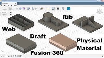 Fusion 360 Tutorial for Beginners - 6 | Rib, Shell, Web, Draft, Physical Material