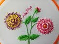 Dahlia Flower Embroidery | Double Color Lazy Daisy Stitch | Dalias bordadas a mano | Artesd'Olga