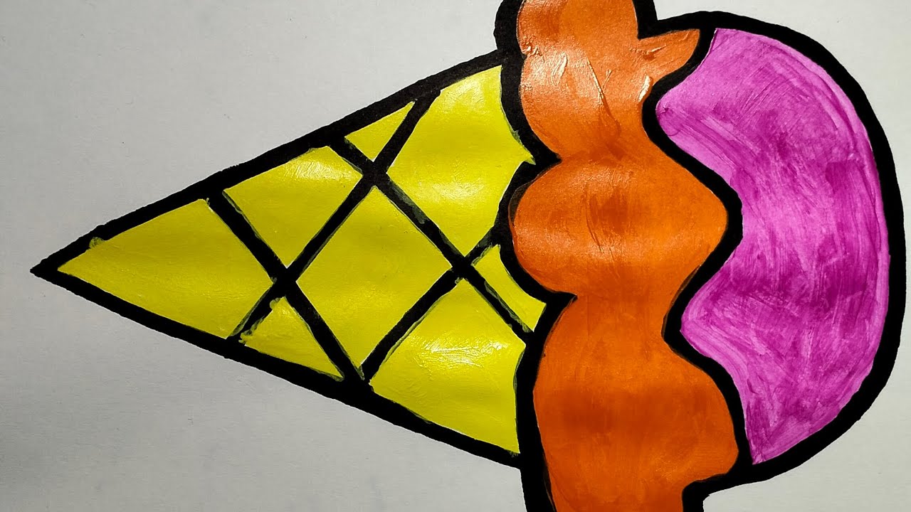 How to draw a cute ice cream drawing with colour 😍 ️ YouTube